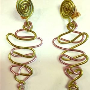 Earrings pink/green 3.00 inches long.